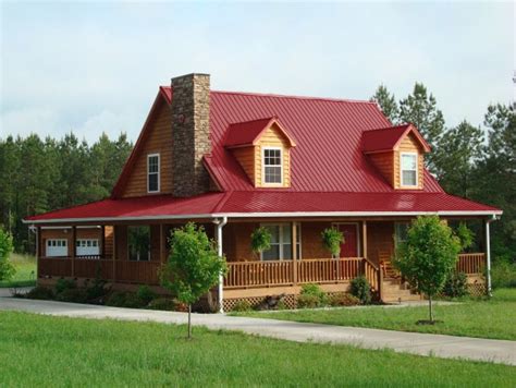 red house with brown metal roof|red sheet metal roofing images.